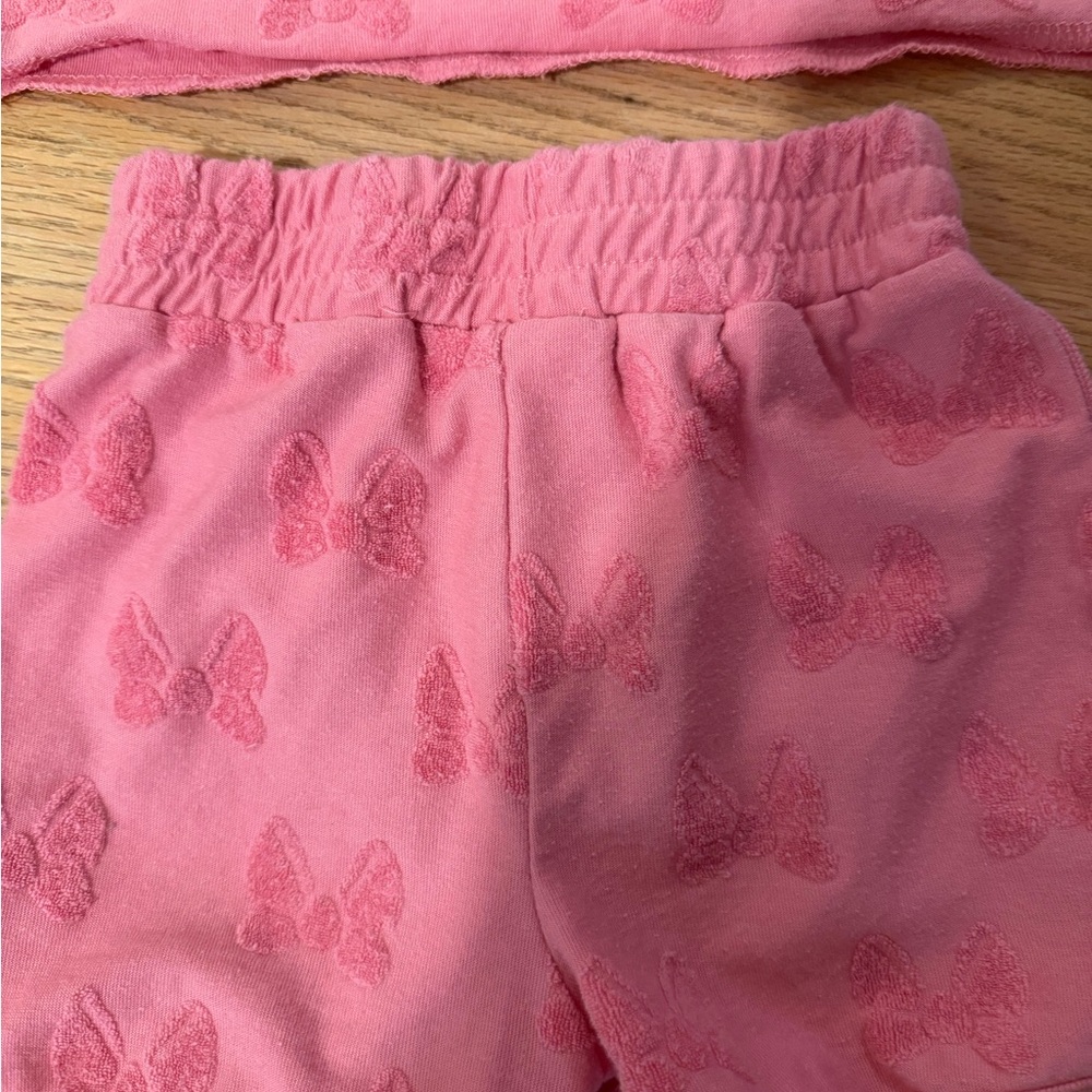 Disney Junior Minnie Mouse Bow Tie Coral Toddler Short Sleeve Short Apparel - Picture 6 of 6